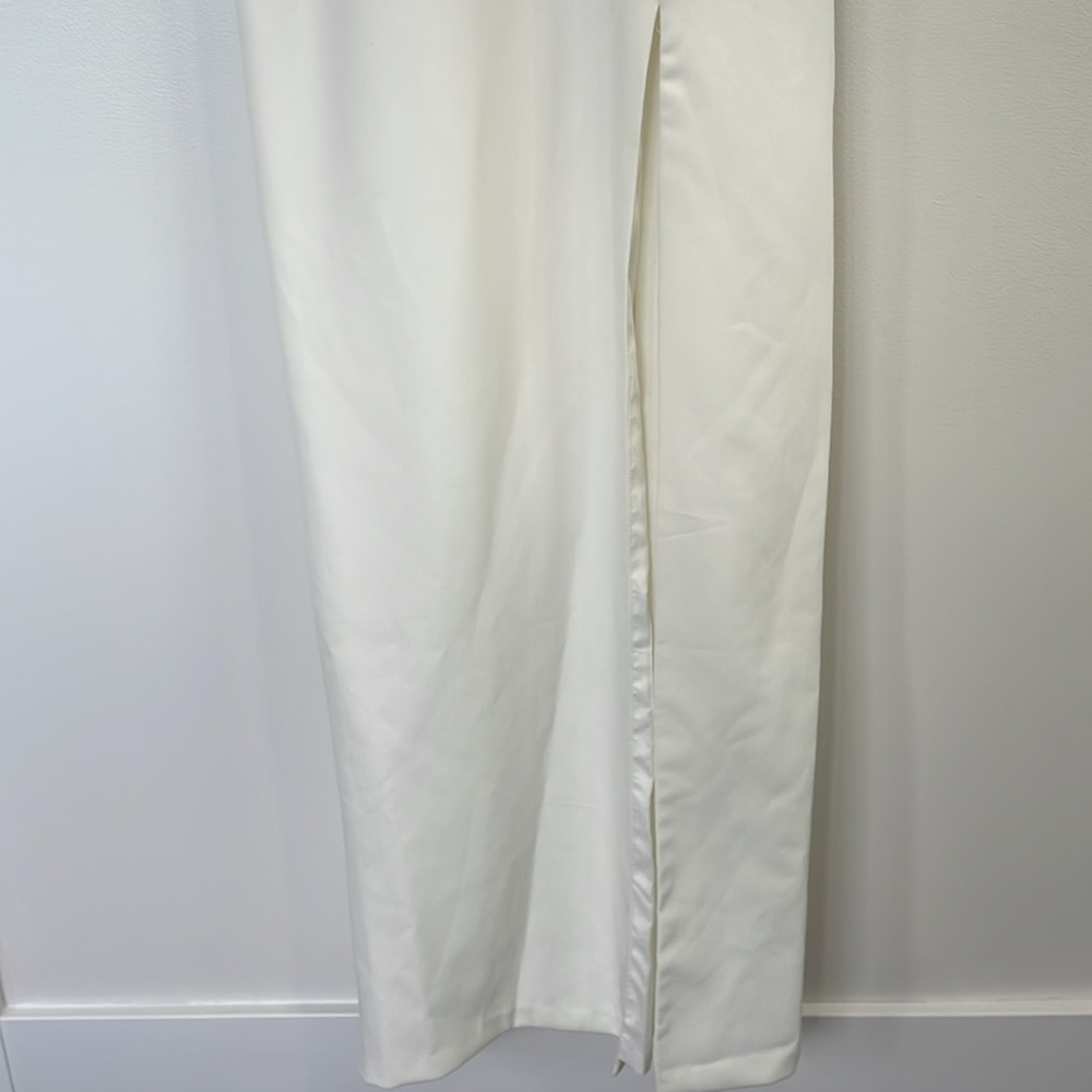 NWT Aidan Mattox cream strapless crepe wedding feminine formal dress. Size 0 - Picture 6 of 12